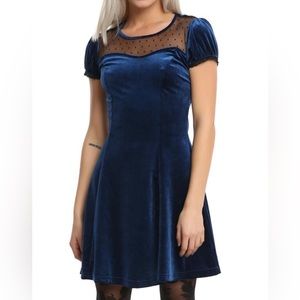 Blue Velvet Swiss Dot Yoke Dress